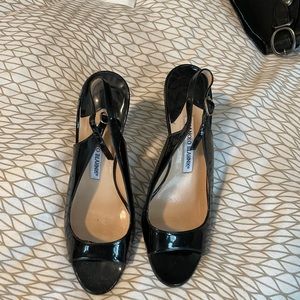 Manolo Blahnik Patent Leather Peep-toe Heels